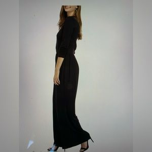 Wonderly Black  Jersey Jumpsuit wide leg, elastic waistband scoop neck